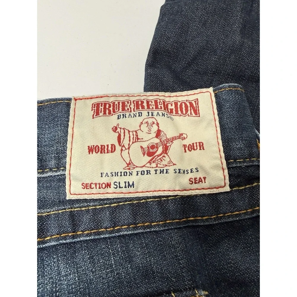 True Religion Jeans Mens Size 44x34 Geno SN Flap Slim‎ Blue Big & Tall Designer
